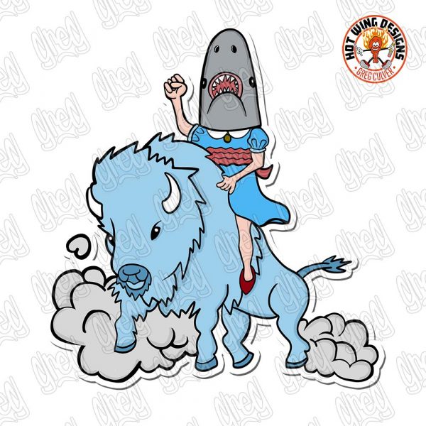 Shark Girl Rides Sticker