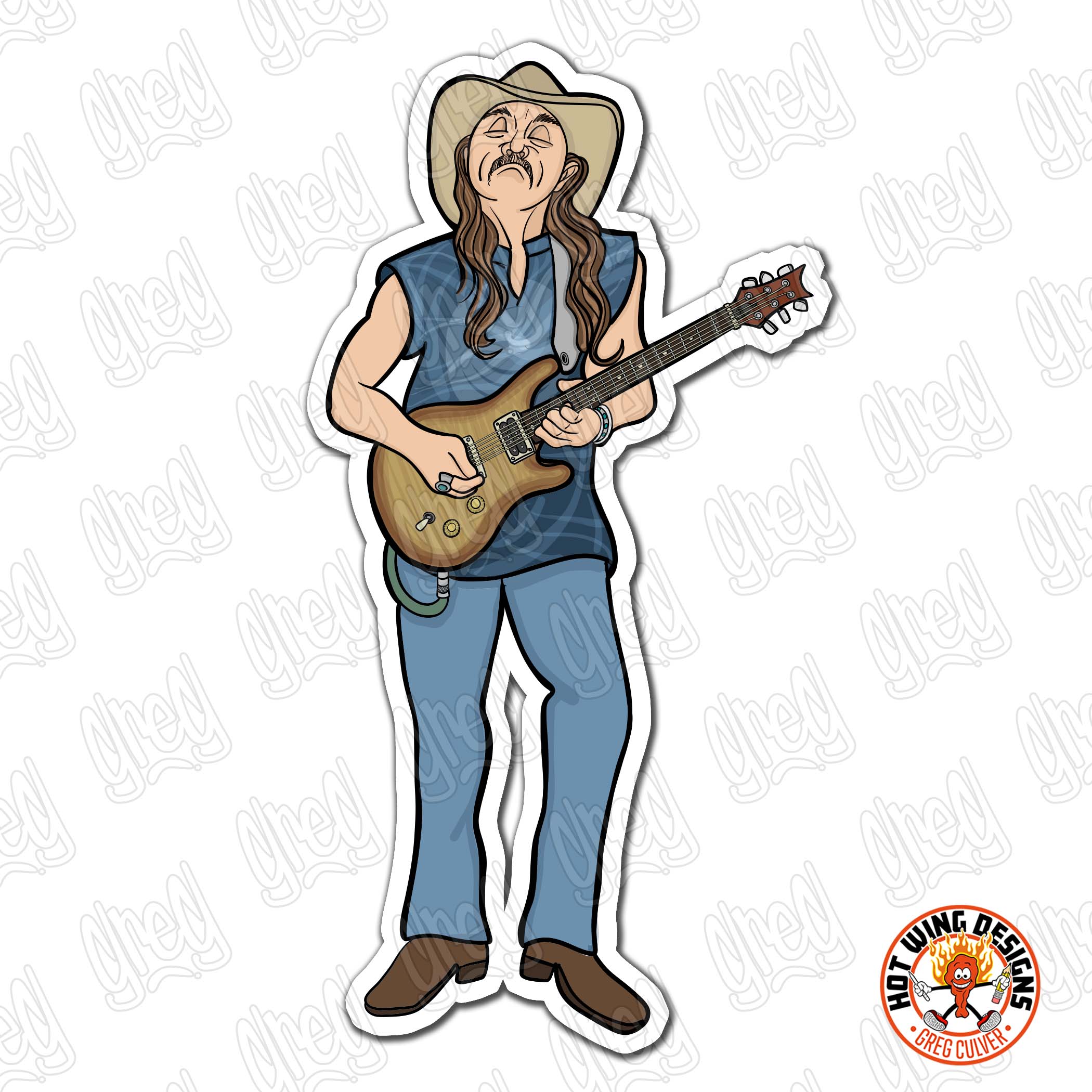 Dickey Betts Cartoon by Hot Wing Designs