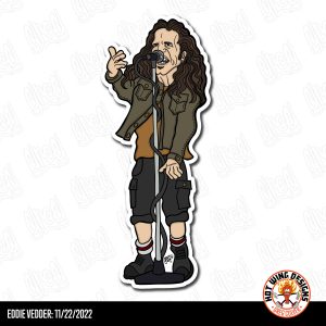 Eddie Vedder cartoon sticker by Greg Culver and Hot Wing Designs