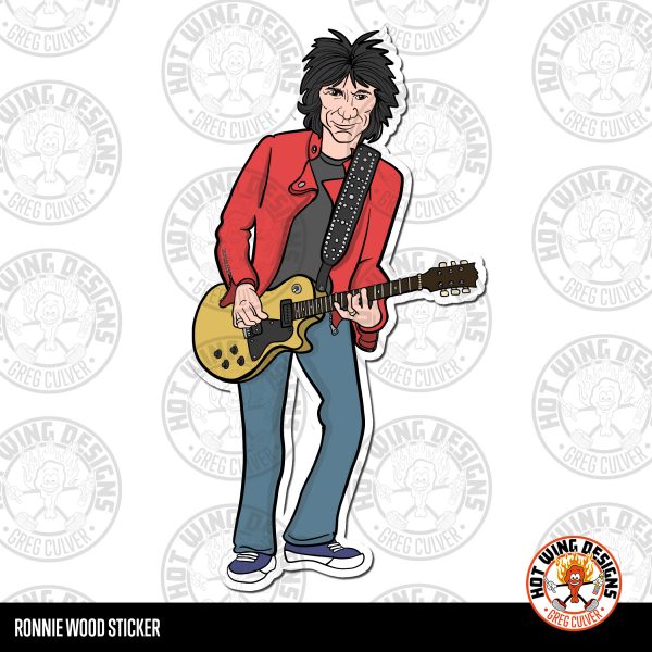 Rolling Stones guitarist Ronnie Woods cartoon sticker