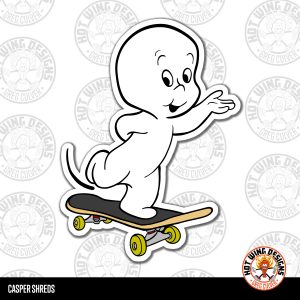 Casper skateboarding cartoon sticker by Greg Culver and Hot Wing Designs