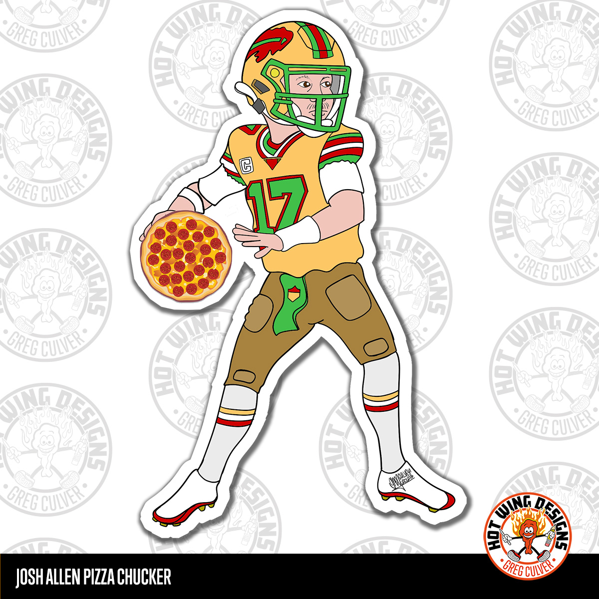 Josh Allen Pumpkin Chucker sticker by Greg Culver and Hot Wing Designs